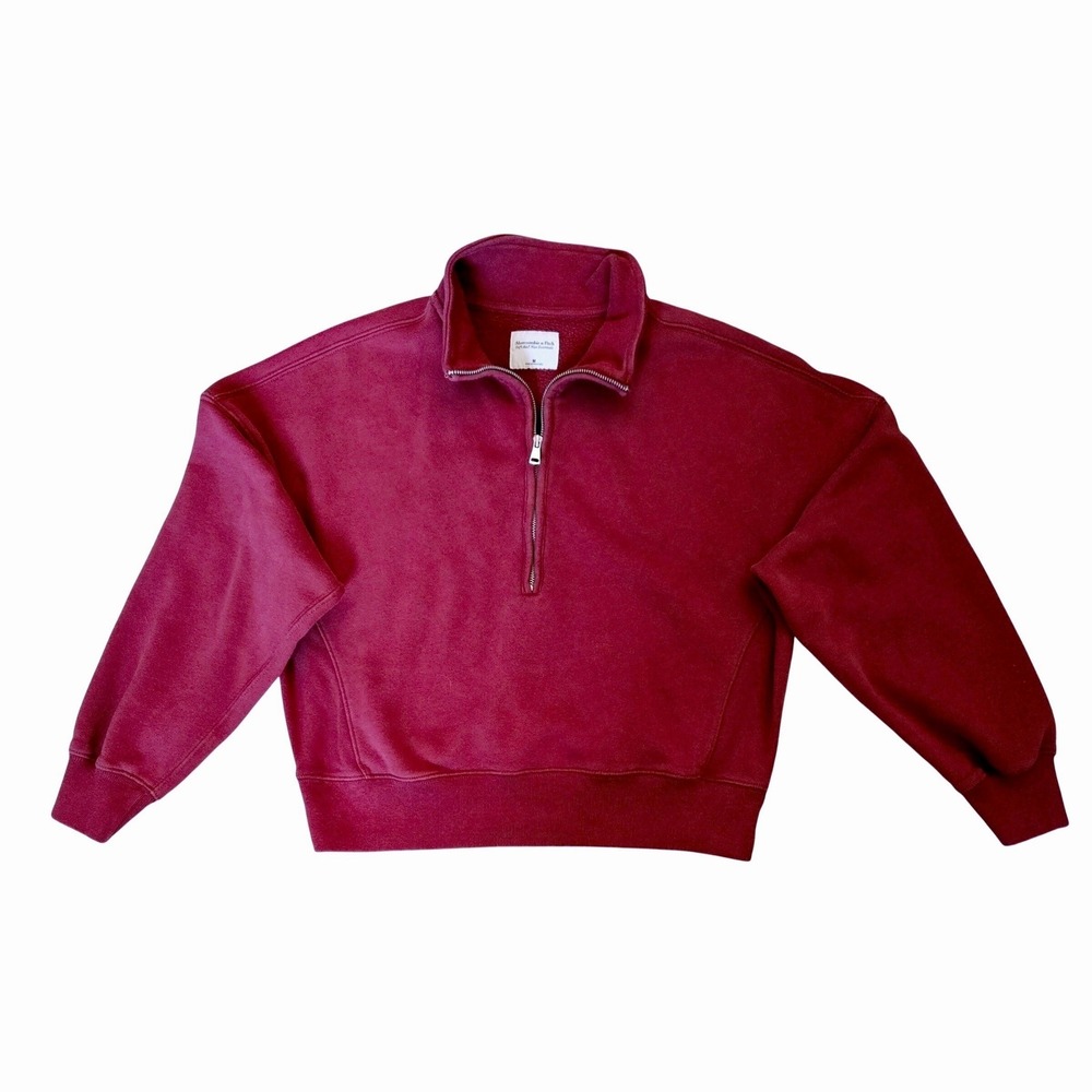 Abercrombie Soft AF Max Essentials Quarter Zip Sweatshirt Raspberry Women's M